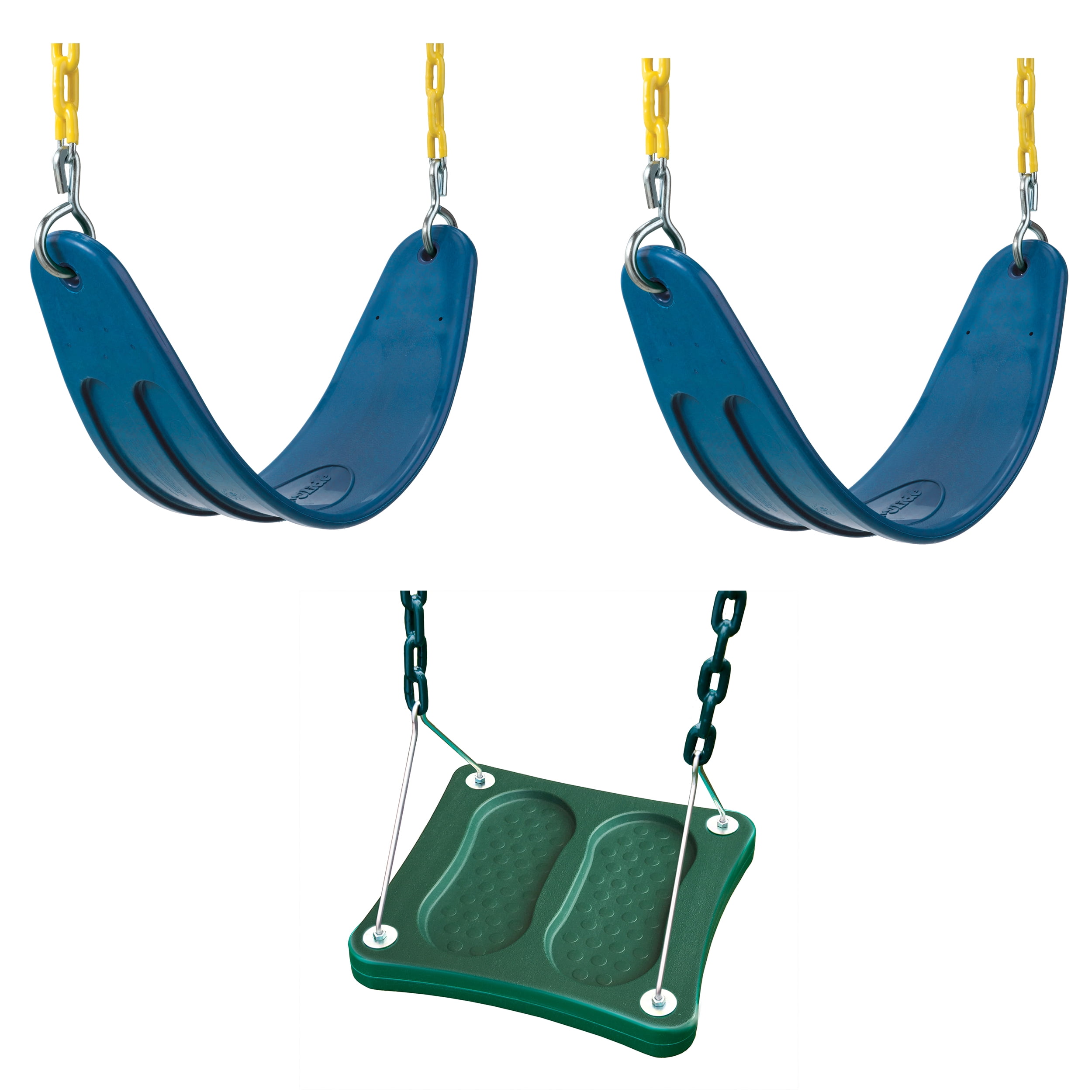 Blue and Green Heavy Duty Swing Set Bundle with Chains