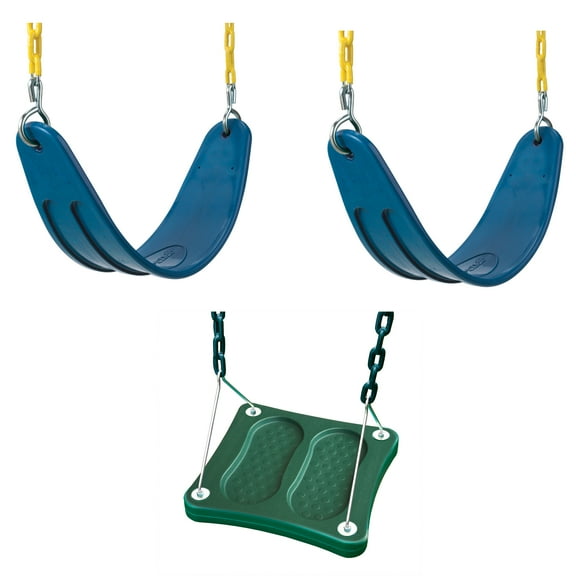 Swing-N-Slide Swing Set Bundle with Swing Set Bundle with 2 Blue Extreme-Duty Swing Seats with Chains and Stand-Up Swing, Attachaments for Backyard Play Set