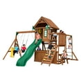 thumbnail image 1 of Swing-N-Slide WS 8352 Knightsbridge Ultimate Wood Backyard Swing Set with Monkey Bars, Slide, Wood Roof, Belted Swings, Glider Swing, and Rock Climbing Wall, 1 of 8