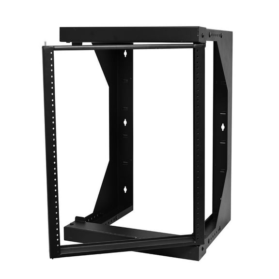 Swing-Out Open Frame Wall Rack, 18U, 3' x 18"-26" x 26"D, Black