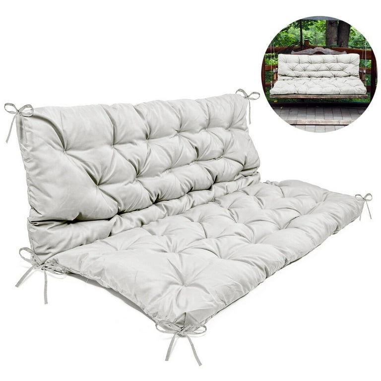 Swing Replacement Cushion Outside Bench Cushion with Backrest 2 3 Seater Cushion with 8 Ties for Outdoor Furniture 59 x 39 x 4 Inches Porch Swing