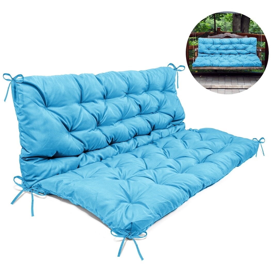 Hanging Chair Replacement Cushion, Outside Bench Cushion with Backrest, 2-3 Seater Cushion with 8 Ties for Outdoor Furniture, 59 x 39 x 4 Inches Porch Hanging Chair Cushion Garden Bench