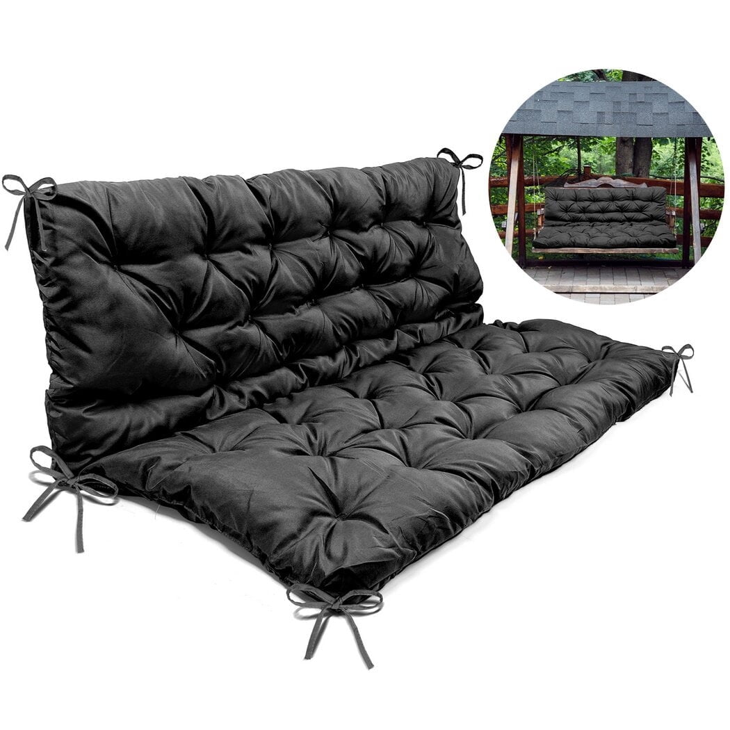 Hanging Chair Replacement Cushion, Outside Bench Cushion with Backrest, 2-3 Seater Cushion with 8 Ties for Outdoor Furniture, 59 x 39 x 4 Inches Porch Hanging Chair Cushion Garden Bench