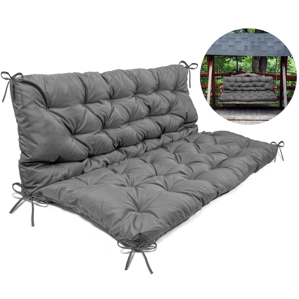 Hanging Chair Replacement Cushion, Outside Bench Cushion with Backrest, 2-3 Seater Cushion with 8 Ties for Outdoor Furniture, 59 x 39 x 4 Inches Porch Hanging Chair Cushion Garden Bench
