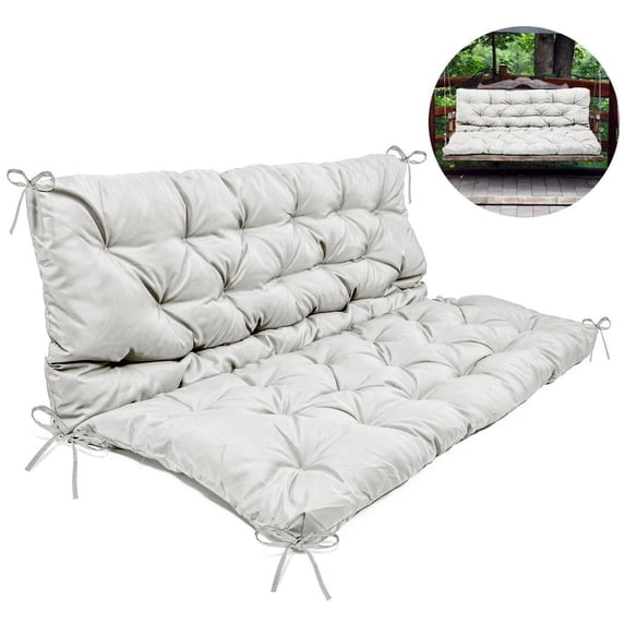 Hanging Chair Replacement Cushion, Outside Bench Cushion with Backrest, 2-3 Seater Cushion with 8 Ties for Outdoor Furniture, 59 x 39 x 4 Inches Porch Hanging Chair Cushion Garden Bench