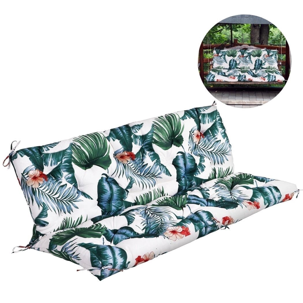 Hanging Seat Replacement Cushion, Outside Bench Cushion with Backrest, 2-3 Seater Cushion with 8 Ties for Outdoor Furniture, 59 x 39 x 4 Inches Porch Hanging Seat Cushion Garden Bench