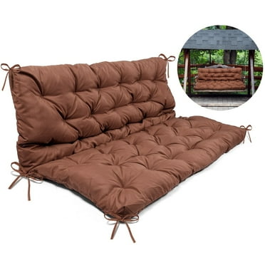 Swing Replacement Cushion, Outside Bench Cushion with Backrest, 2-3 Seater Cushion with 8 Ties for Outdoor Furniture, 59 x 39 x 4 Inches Porch Swing Cushion Garden Bench