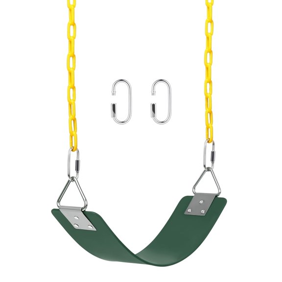 Swing Set, AGPTEK Swing Seat with 66 Inch Anti-Rust Chains Thermoplastic Coated, Support 250lb, Swing Seat Cushion Accessories Replacement with Snap Hooks for Outdoors, Playground, Green