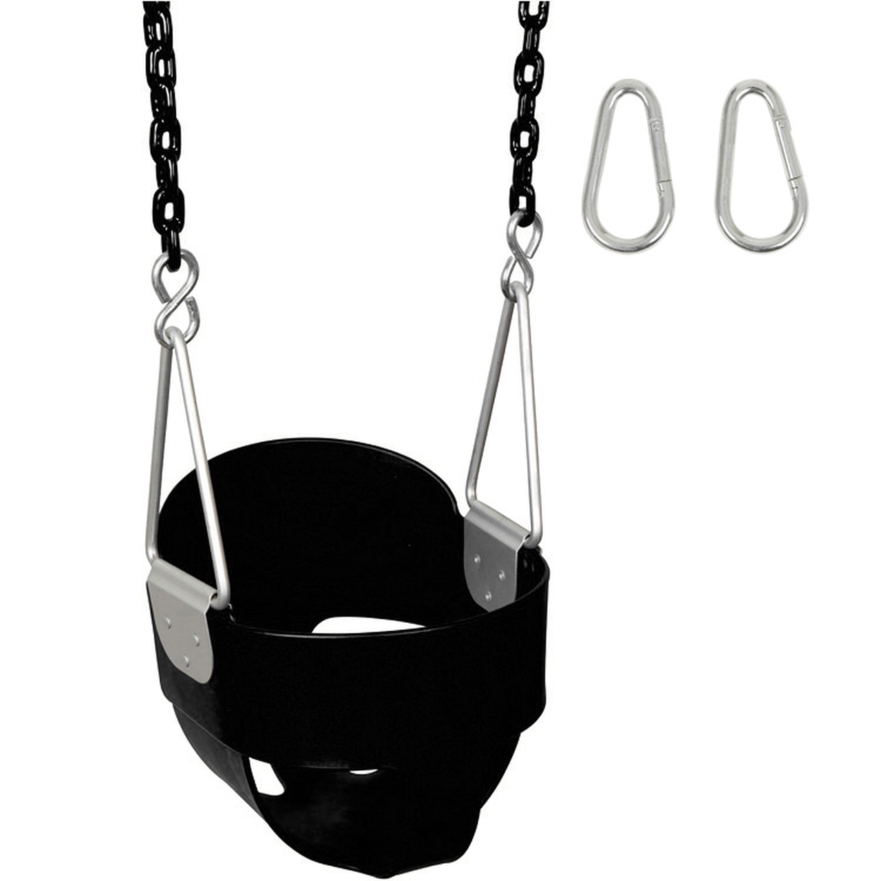 Swing Set Stuff Inc. Highback Full Bucket (Black) with 8.5 Ft. Coated Chain