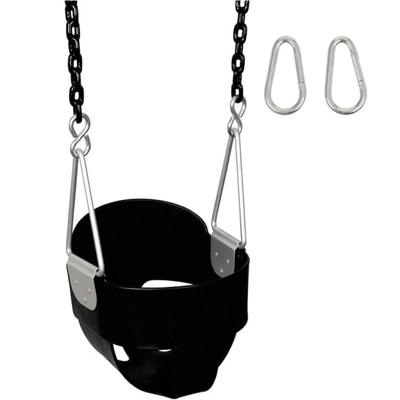 Swing Set Stuff Inc. Highback Full Bucket (Black) with 8.5 Ft. Coated Chain