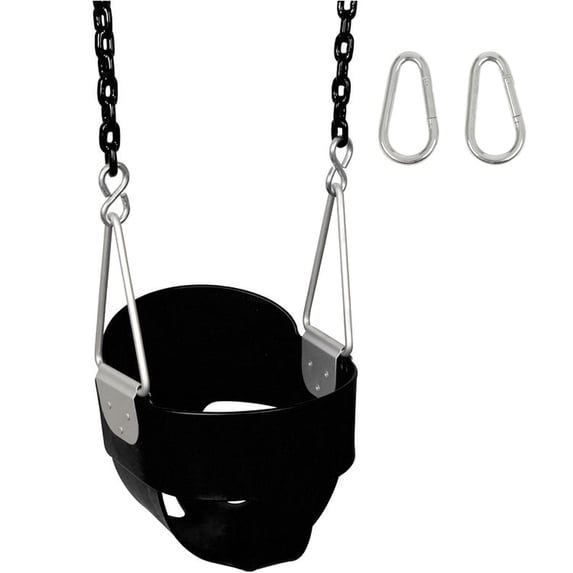 Swing Set Stuff Inc. Highback Full Bucket (Black) with 8.5 Ft. Coated Chain