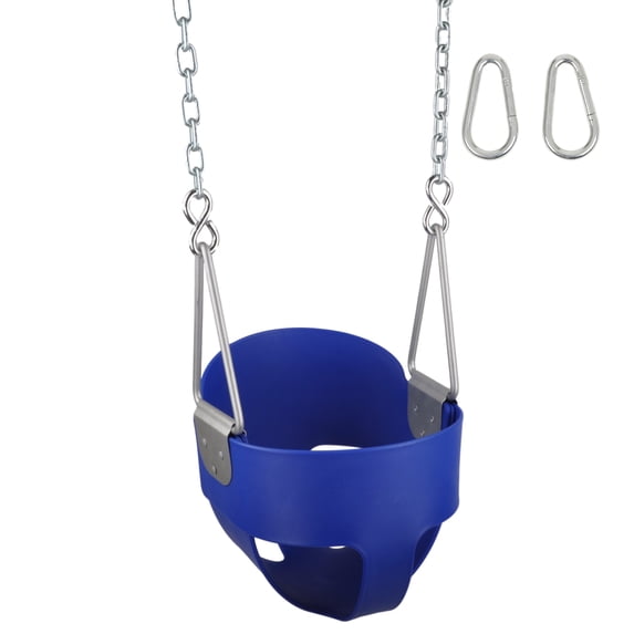 Swing Set Stuff Inc. Highback Full Bucket with 5.5 Ft. Uncoated Chains (Blue)