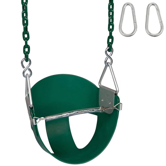 Swing Set Stuff Inc. Highback Half Bucket with 5.5 Ft. Coated Chains (Green)