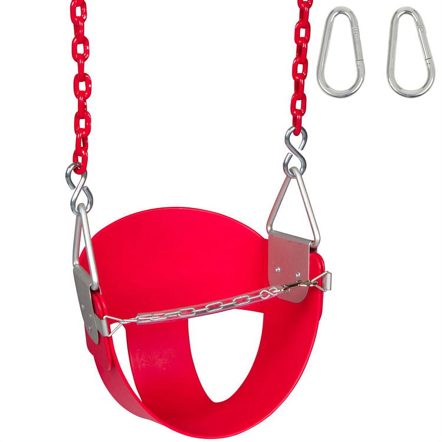 Swing Set Stuff Inc. Highback Half Bucket with 8.5 Ft. Coated Chains (Red)