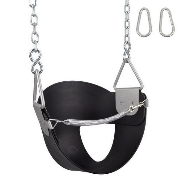 Swing Set Stuff Inc. Highback Half Bucket with Chains and Hooks (Black)