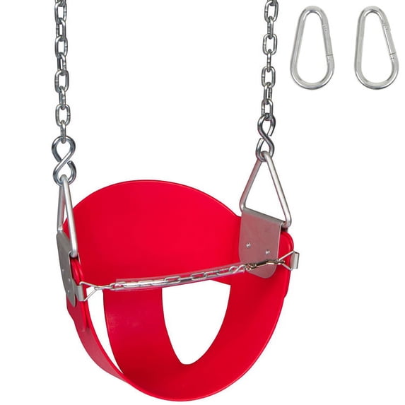 Swing Set Stuff Inc. Highback Half Bucket with Chains and Hooks (Red)