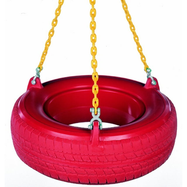 Swing Set Stuff Inc. Plastic Tire Swing with Coated Chain (Red/ Yellow