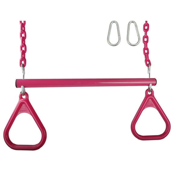 Swing Set Stuff Inc. Trapeze Bar with Rings and Coated Chain (Pink)