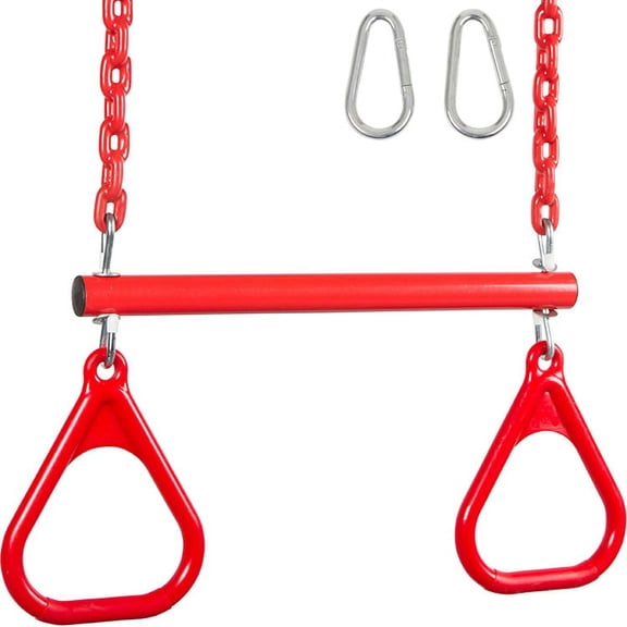 Swing Set Stuff Inc. Trapeze Bar with Rings and Coated Chain (Red)