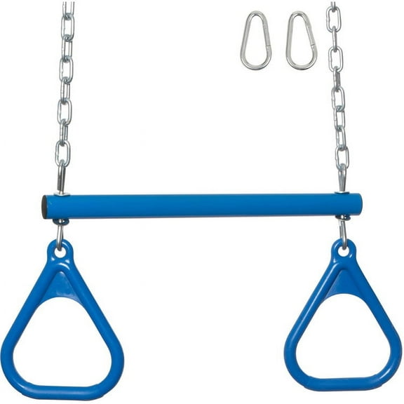 Swing Set Stuff Inc. Trapeze Bar with Rings and Uncoated Chain (Blue)