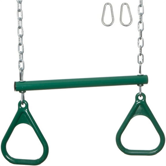 Swing Set Stuff Inc. Trapeze Bar with Rings and Uncoated Chain (Green)