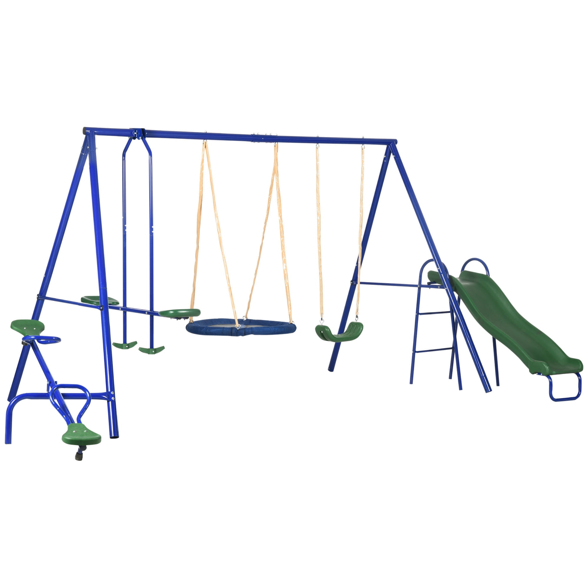 Swing Set for Backyard, 5 in 1 Heavy-Duty A-Frame Stand Outdoor Playset for Kids,616 lbs