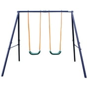 Swing Sets for Backyard, 2 in 1 Swing Set with 2 Swing Seats for Kids Ages 3-8, Heavy-Duty A-Frame Metal Swing Set for Playground Park, Max Weight 200lbs, Easy to Assemble