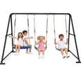 thumbnail image 1 of Yacona Swing Sets for Backyard, with Platform & Belt Swing, Playground Sets for Backyards, Outdoor Swingset for Kids, Black, 1 of 7