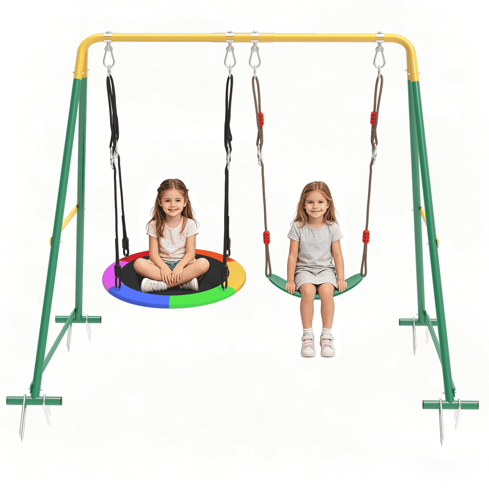 2本セットSwing Monster 725 ＆TRI-ONE STICK43 Delta Children, Outdoor Metal Swing Set, 4-Piece, Blue/Red
