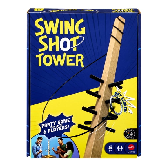 Swing Shot Tower Party Game for Kids, Adults & Families with Hook-and-Ring Play for 2-6 Players