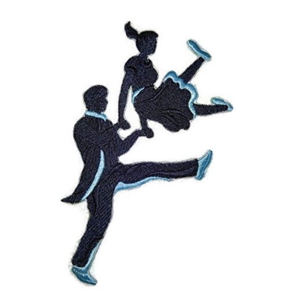 Swing Silhouette Embroidered Iron on/Sew Patch [6.5" X 3.56"]