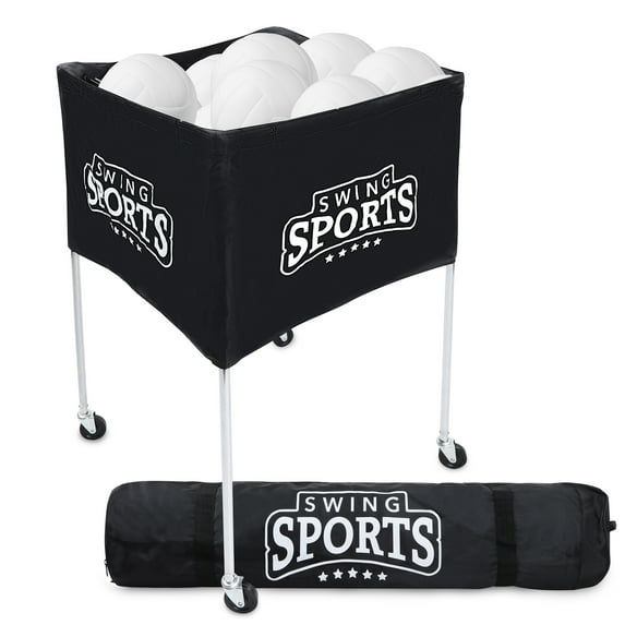 Swing Sports Portable Ball Cart on Wheels - 40 x 24in Volleyball Cart