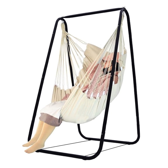 Swing Stand Hammock Chair Stand A-Shaped Heavy Duty Hammock Stand Max Load 220lbs Thickened Steel Pipe Indoor/Outdoor Swing Chair Hammock Stand