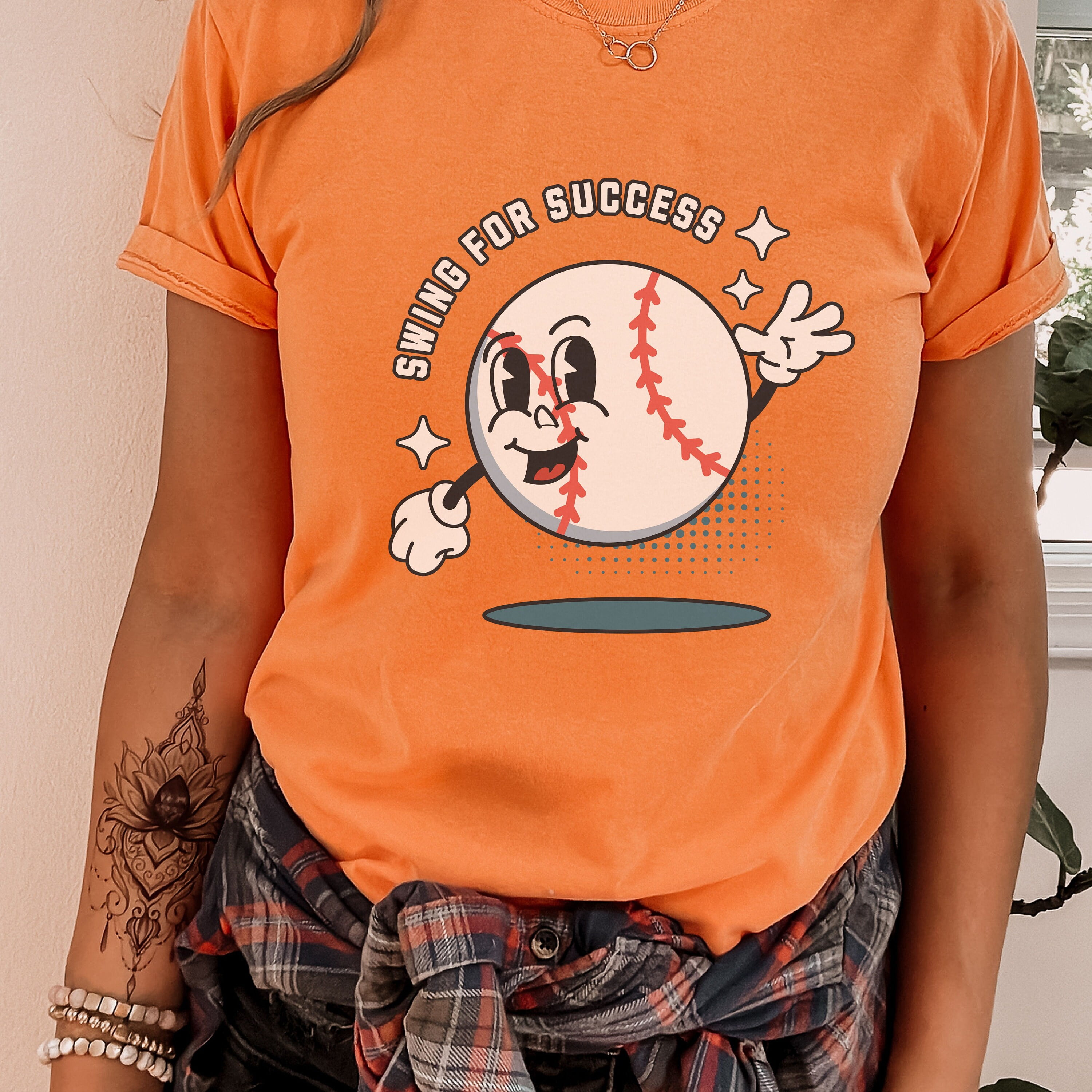 Swing for Success Baseball Comfort Colors Shirt, Unisex Family Baseball Shirt, Baseball Game Day Tee, Baseball Vibes Shirt, Baseball Mom (Colors:Burnt Orange; Sizes:3XL;)