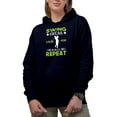 thumbnail image 1 of Swing, Swear, Look for Ball, Repeat with a Golf Player, Golfing or Golfer Themed Merch Gift, Navy Blue Hooded Sweatshirt or Hoodie, Large, 1 of 5