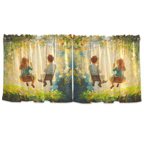 Swing Tier Curtains for Kitchen 57x24 Inch Semi Sheer Light Filtering Half Window Curtains 2 Panels