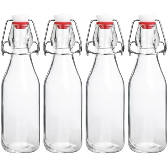 Swing Top Bottles,8.5oz 4 Pack Flip Top Glass Bottle with Airtight Grolsch Closures, Reusable for Kombucha, Beer, Cold Brew, Homemade Beverages & Storage$$Home Decor, Kitchen, & Other