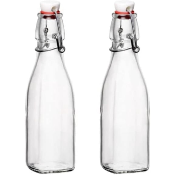 Swing Top Glass Bottle (Set of 2) - 8.5 oz Kitchen Containers with Airtight Seal, Ideal for Homemade Dressings, Syrups, Infused Oils, Small-Batch Beverages - Glassware for Kitchen
