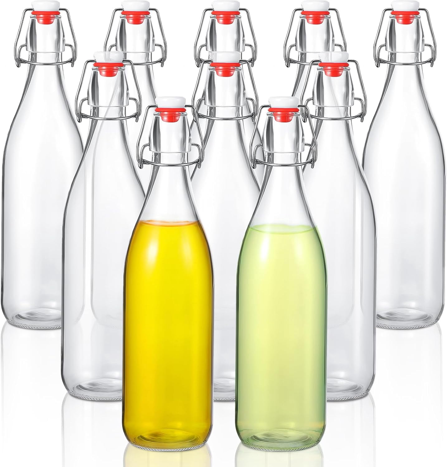 Swing Top Glass BottlesGlass Bottles with White Caps for Home Brewing Kombucha Homemade Juices Beer Water Oil Vinegar Soda Syrup Kefir Beverages
