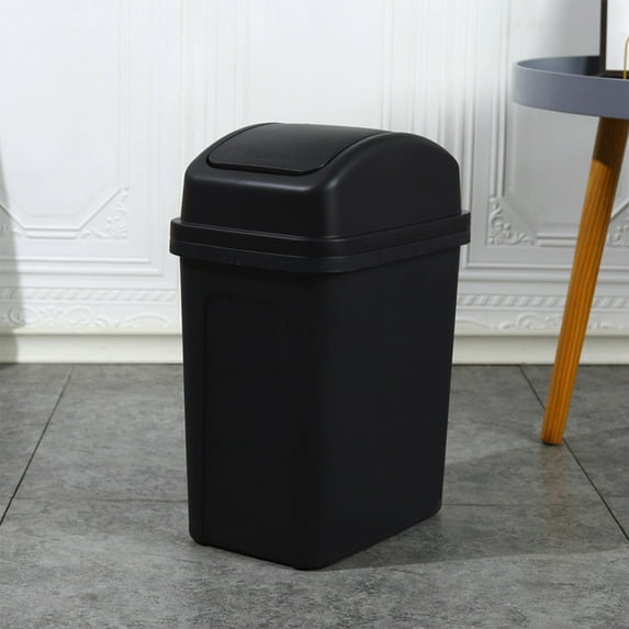 Swing Top Lid Trash Can, 4.5 Gallon Step-On Kitchen Bathroom Garbage Bin, Hands-Free Automatic Open/Close Wastebasket for Home Office(Black)