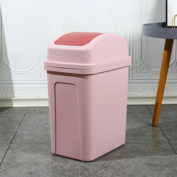 Swing Top Lid Trash Can, 4.5 Gallon Step-On Kitchen Bathroom Garbage Bin, Hands-Free Automatic Open/Close Wastebasket for Home Office(Pink)