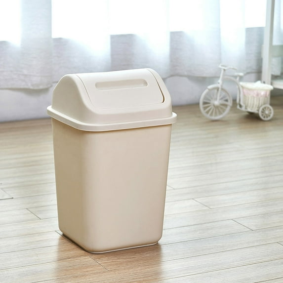 Swing Top Trash Can,,Kitchen Trash Can with Swing Top Lid ,Small Slim Garbage Bin with Swing Lid,Plastic Garbage Can Medium Recycling Bin for Office, Bathroom, Under Counter, Dorm, Bedroom