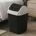 thumbnail image 1 of Swing Top Trash Can with Lid, Modern Waste Bin for Kitchen and Bathroom, Durable Plastic Design with Textured Front Panel(Black), 1 of 6