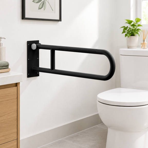 Swing Up Grab Bar 500 Lb 30 Inch Matte Black with Knurled Grip