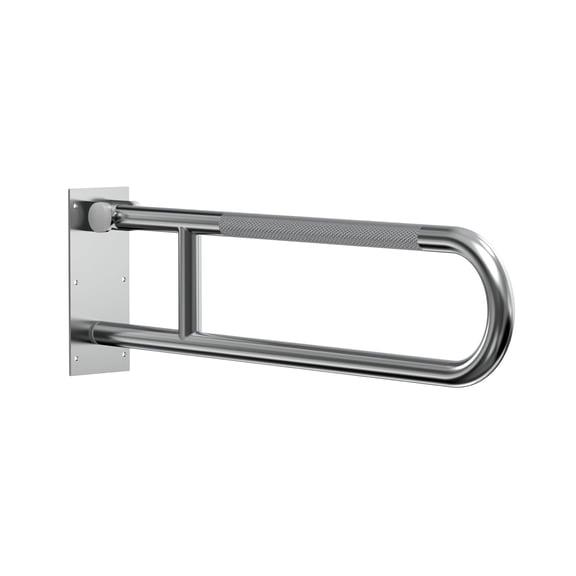 Swing Up Wall Mounted Grab Bar Brushed Stainless with Knurled Grip 30 Inch Length Bathroom Safety Rail