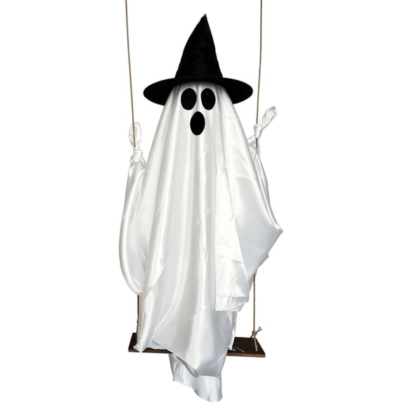 Swing Witch Ghost Halloween Ornament – 4.92 FT Tall DIY Ghost Pendant with Adjustable Swing – Festive Vintage Halloween Decor for Home Outdoor Halloween Party Decorations