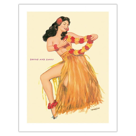 Swing and Sway - Hawaiian Hula Dancer - March 1953 - Vintage Pin Up by Jerry T.N. Thompson 1953 - Bamboo Fine Art 290gsm Paper (Unframed) 17x22in