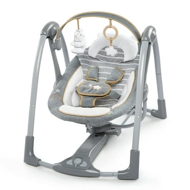 Swing 'n Go Deluxe 5-Speed Baby Swing with Cushioned Harness - Foldable, Portable, 2 Plush Toys & Sounds, 0-9 Months 6-20 lbs