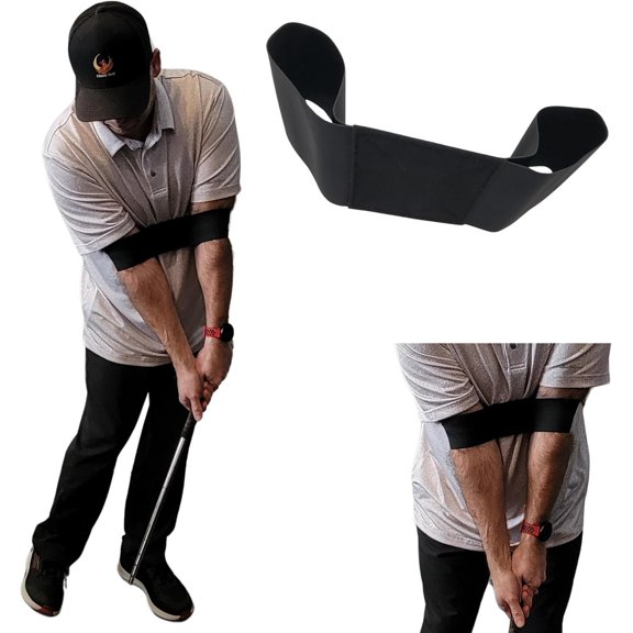 SwingSync Golf Arm Band - Golf Swing  Aid to Fix Chicken Wing & Improve Arm Connection - Elastic Golf Swing Corrector for Consistency, Solid Contact &  Ball Striking