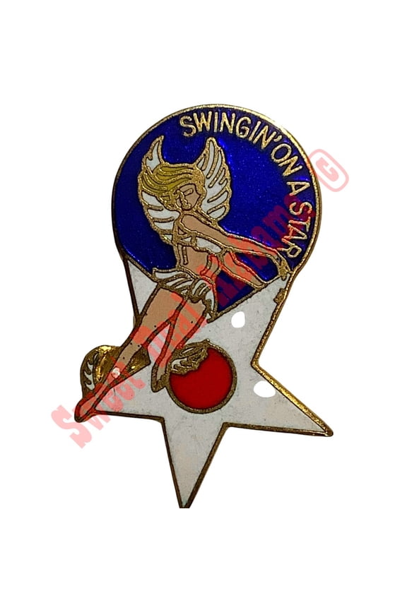 Swingin' On A Star Aviator's Hat Pin 1-5/16"H x 11/16"W, WWII Aviator's Nose Art